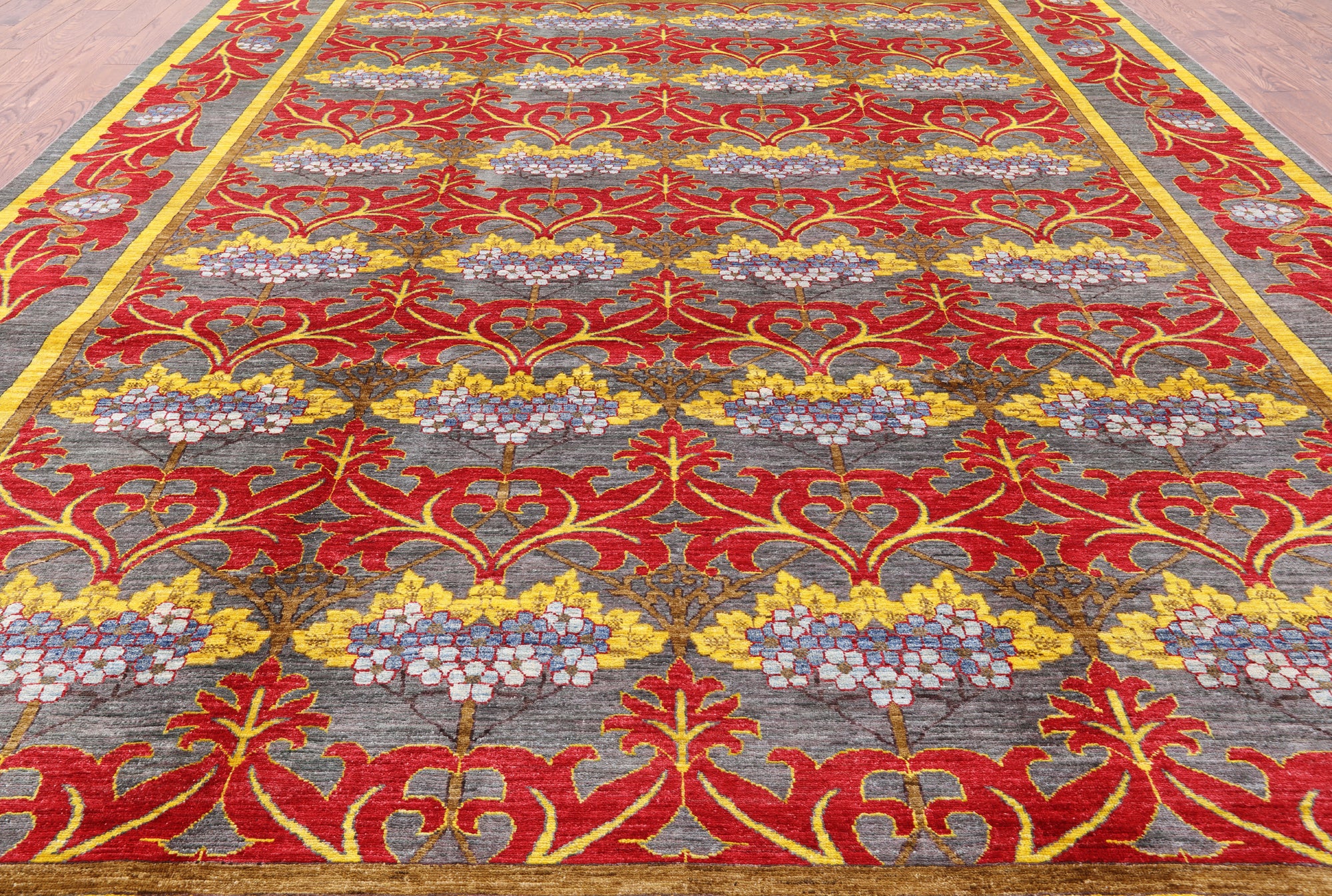 William Morris Hand Knotted Wool Area Rug - 9' 10" X 13' 7" - Golden Nile