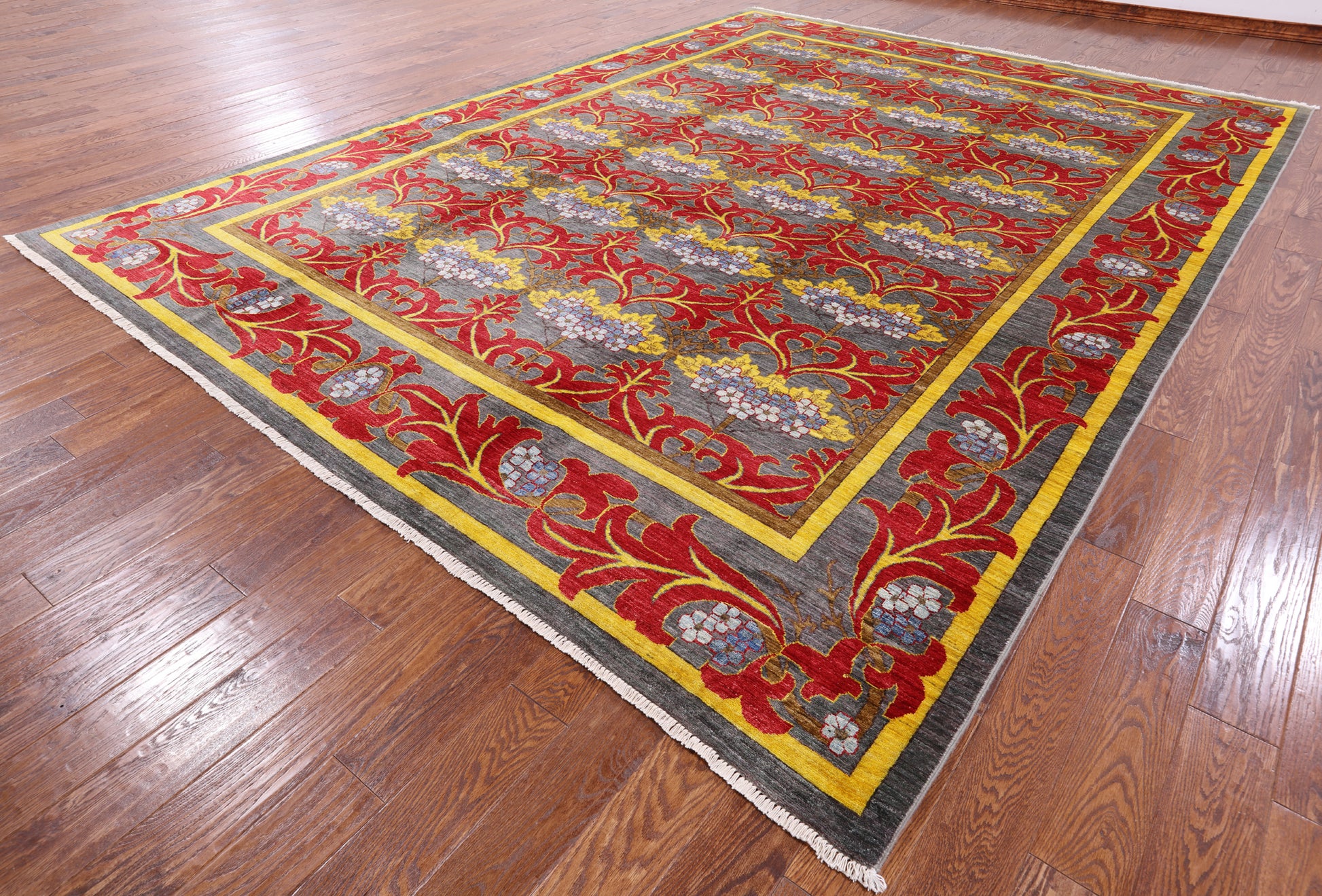 William Morris Hand Knotted Wool Area Rug - 9' 10" X 13' 7" - Golden Nile