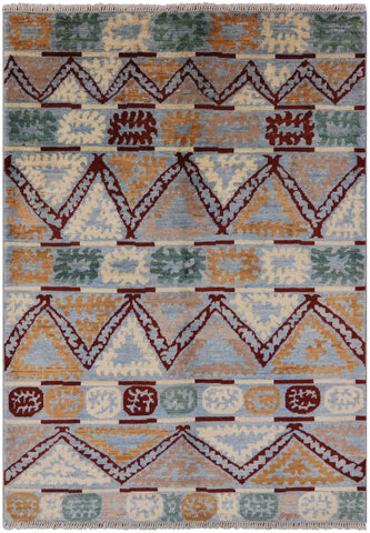 Tribal Moroccan Hand Knotted Area Rug - 6' 3