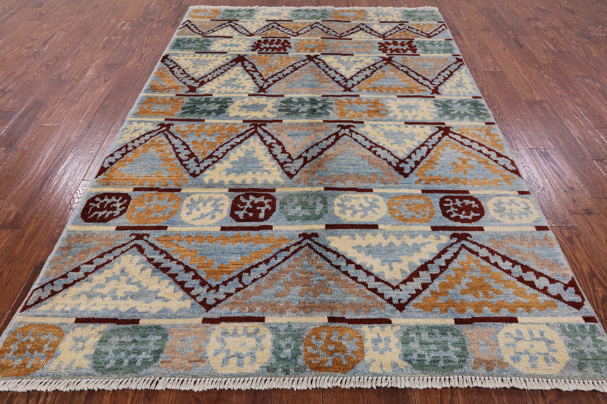 Tribal Moroccan Hand Knotted Area Rug - 6' 3" X 8' 10" - Golden Nile