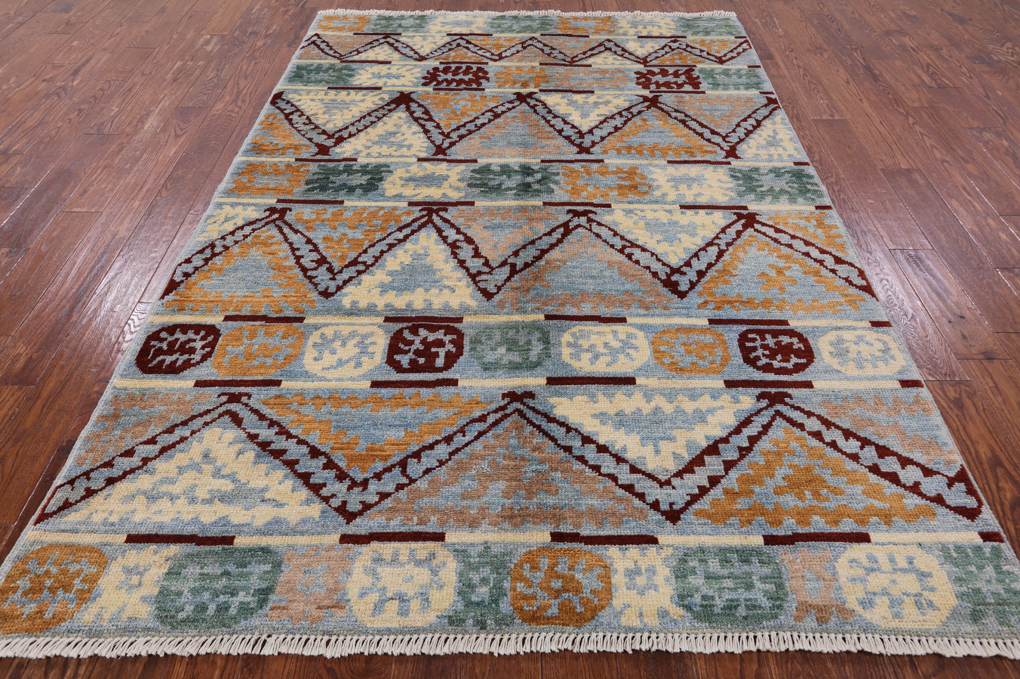 Tribal Moroccan Hand Knotted Area Rug - 6' 3" X 8' 10" - Golden Nile