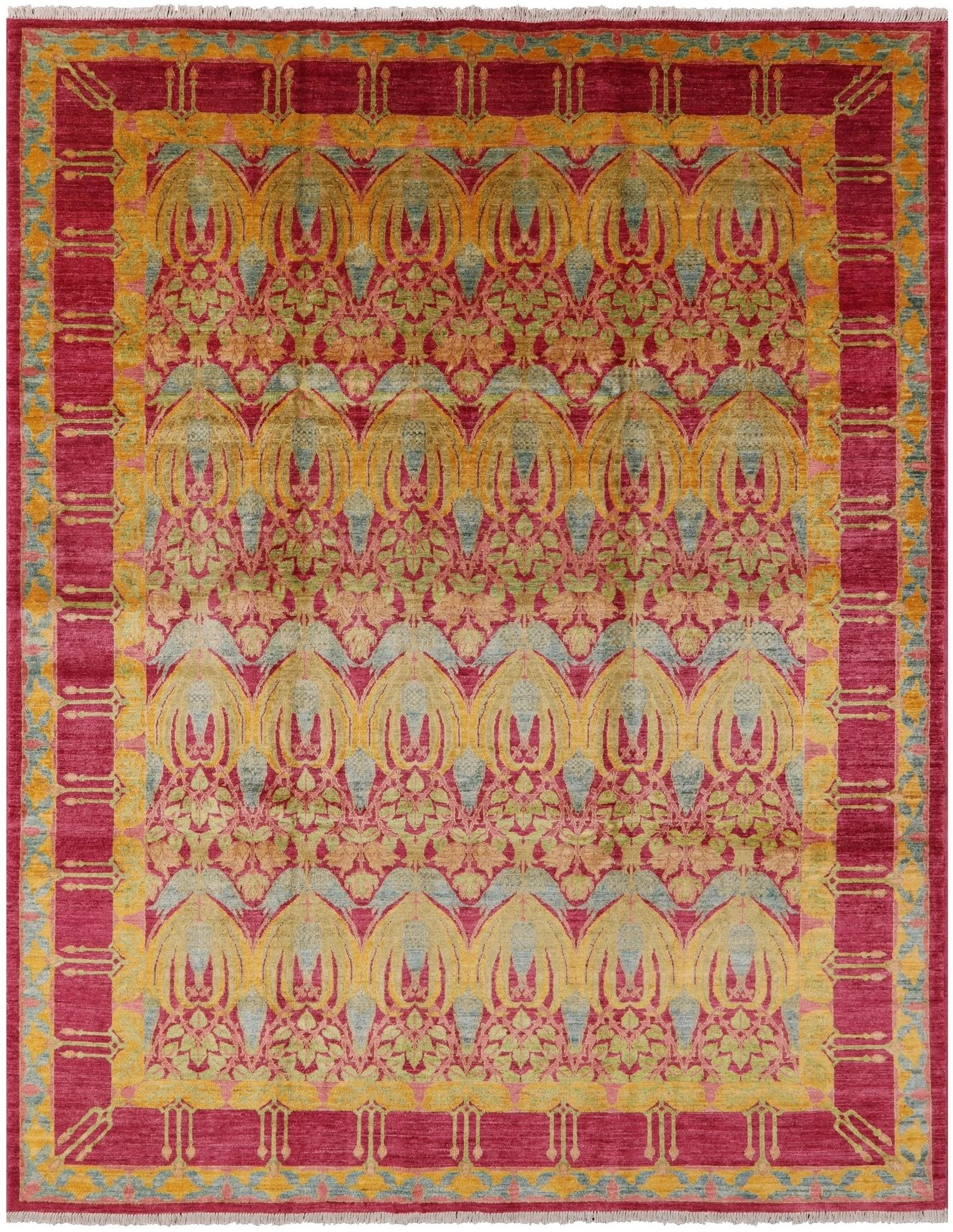 William Morris Handmade Wool Area Rug - 9' 0" X 11' 8" - Golden Nile