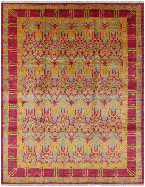 William Morris Handmade Wool Area Rug - 9' 0" X 11' 8" - Golden Nile