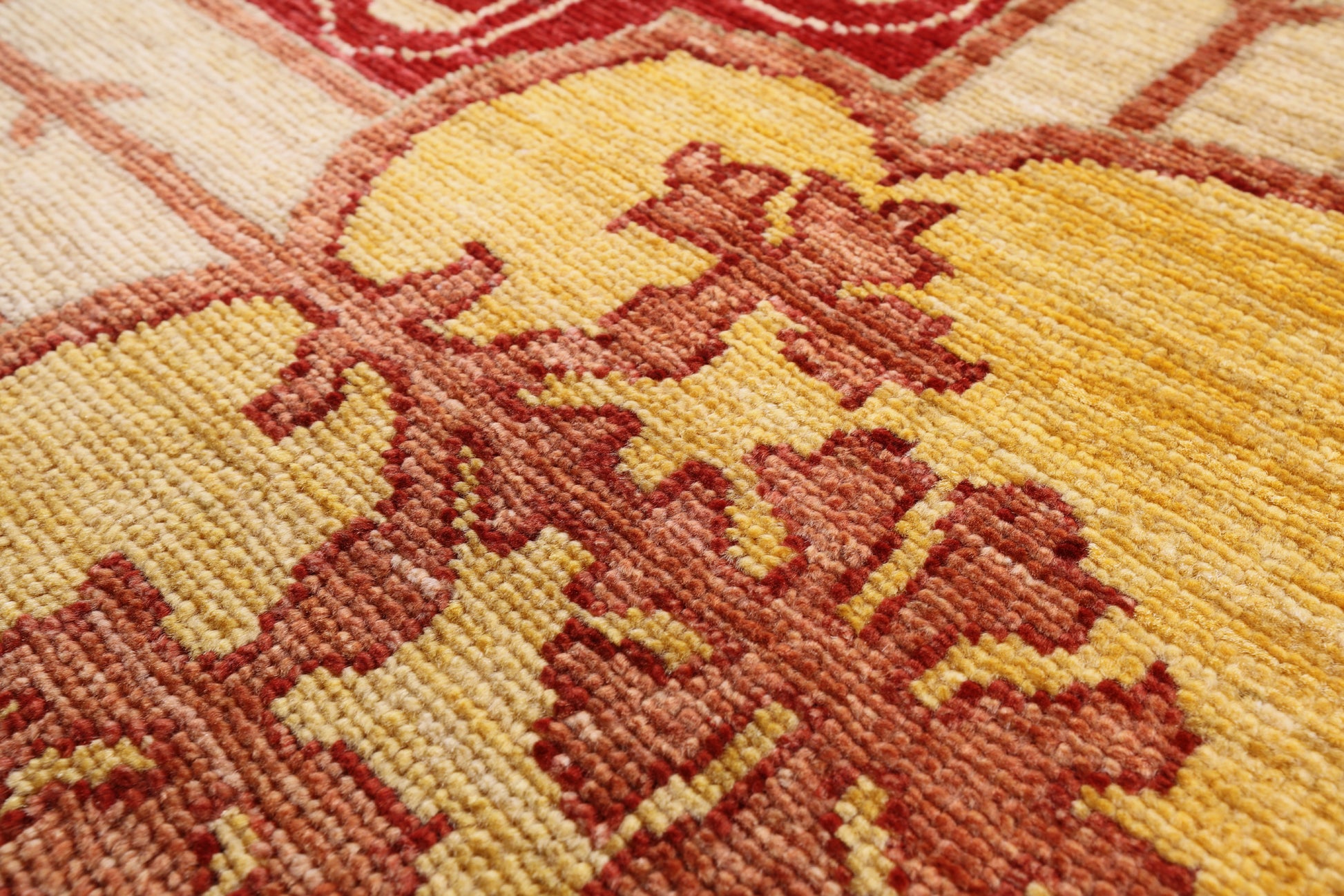 Red William Morris Hand Knotted Wool Area Rug - 8' 10" X 11' 9" - Golden Nile