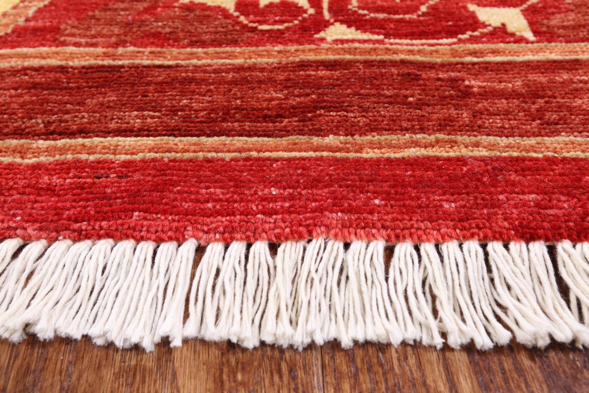Red William Morris Hand Knotted Wool Area Rug - 8' 10" X 11' 9" - Golden Nile