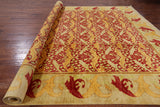 Red William Morris Hand Knotted Wool Rug - 10' 0" X 13' 8" - Golden Nile