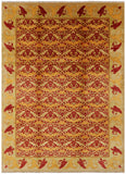 Red William Morris Hand Knotted Wool Rug - 10' 0" X 13' 8" - Golden Nile