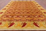 Red William Morris Hand Knotted Wool Rug - 10' 0" X 13' 8" - Golden Nile