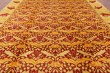 Red William Morris Hand Knotted Wool Rug - 10' 0" X 13' 8" - Golden Nile