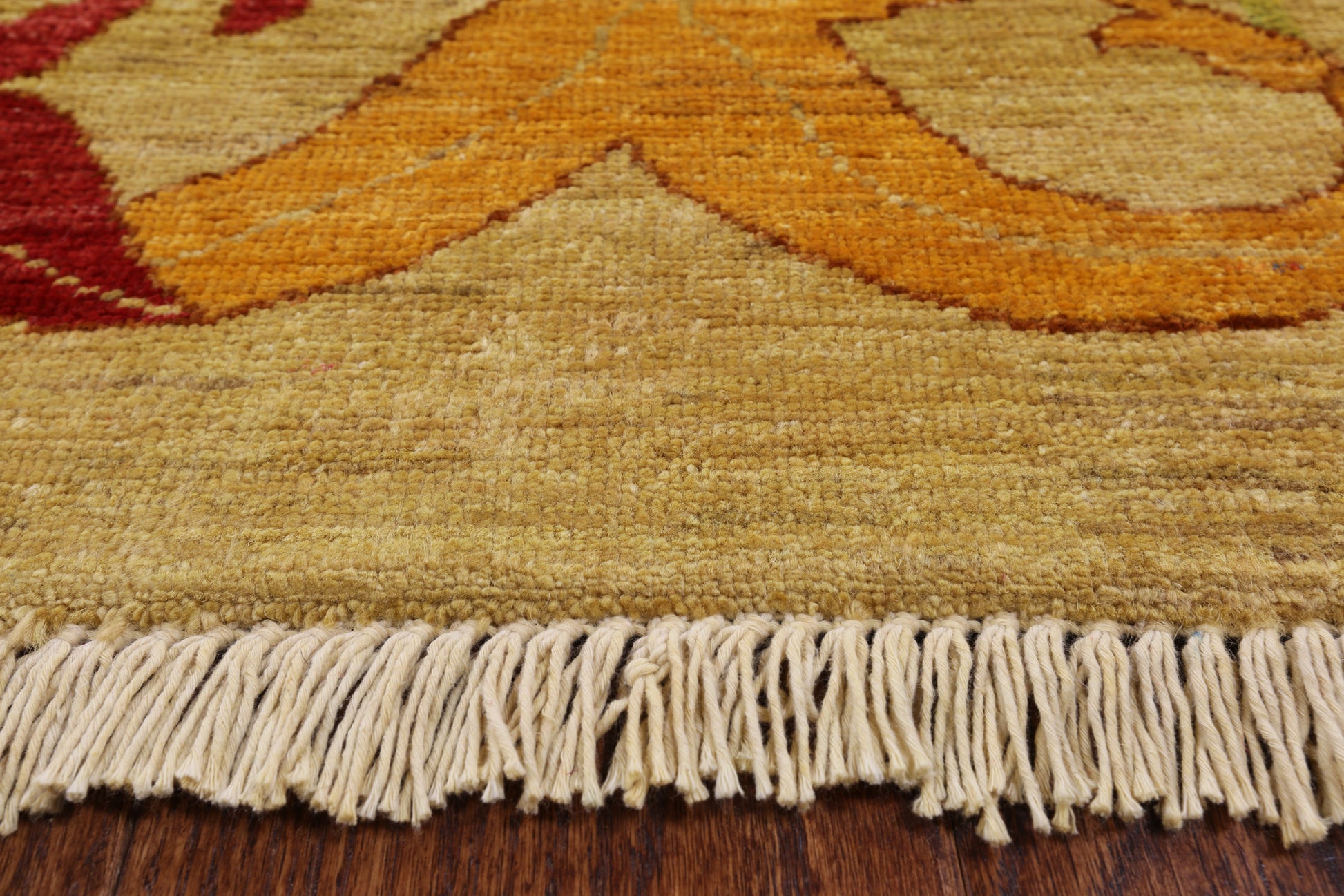 Red William Morris Hand Knotted Wool Rug - 10' 0" X 13' 8" - Golden Nile