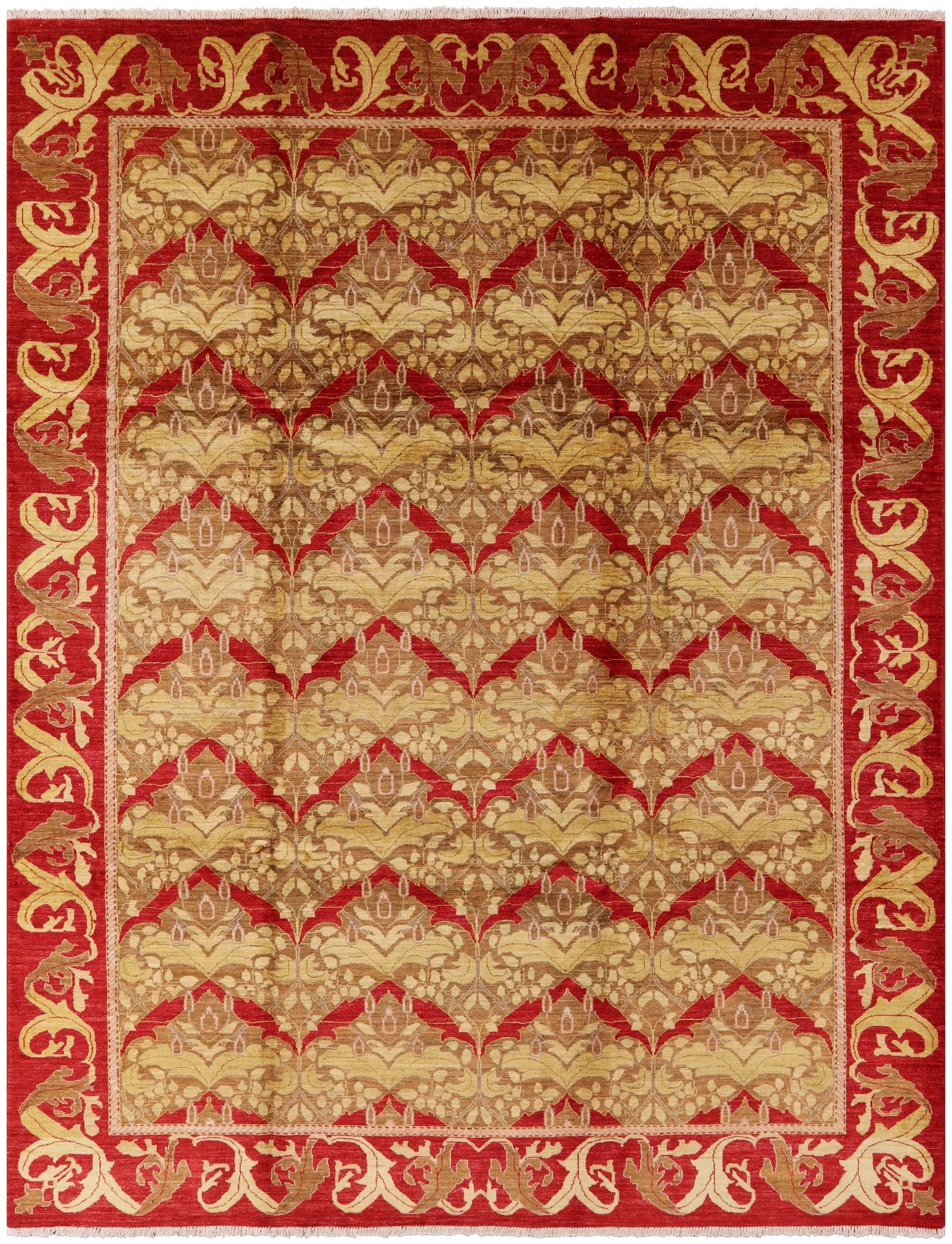 William Morris Hand Knotted Wool Area Rug - 9' 2" X 11' 10" - Golden Nile
