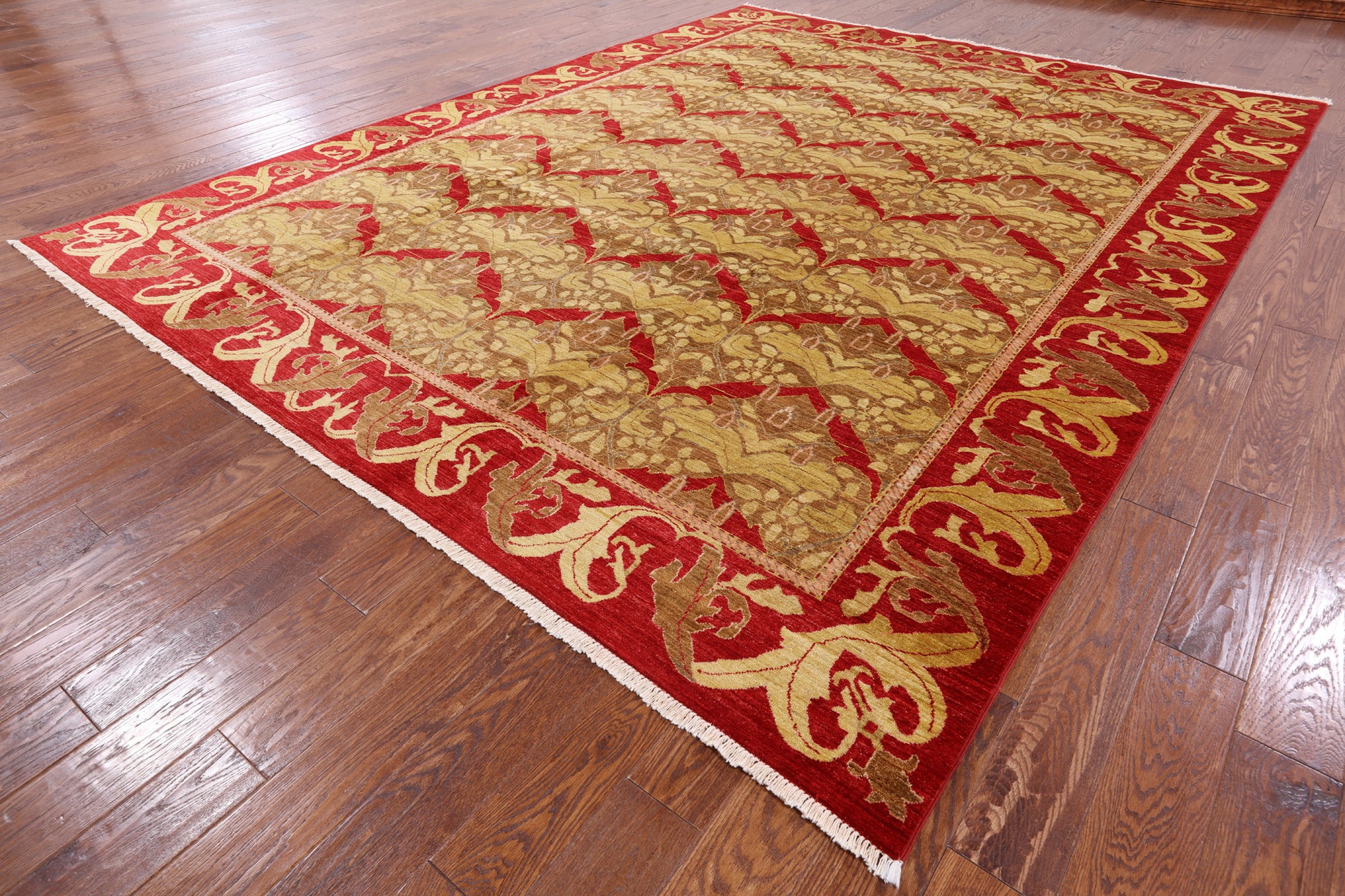 William Morris Hand Knotted Wool Area Rug - 9' 2" X 11' 10" - Golden Nile