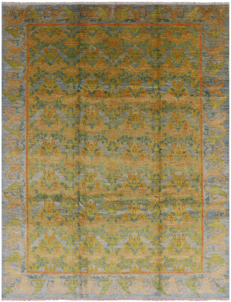 William Morris Handmade Wool Area Rug - 8' 10" X 11' 8" - Golden Nile