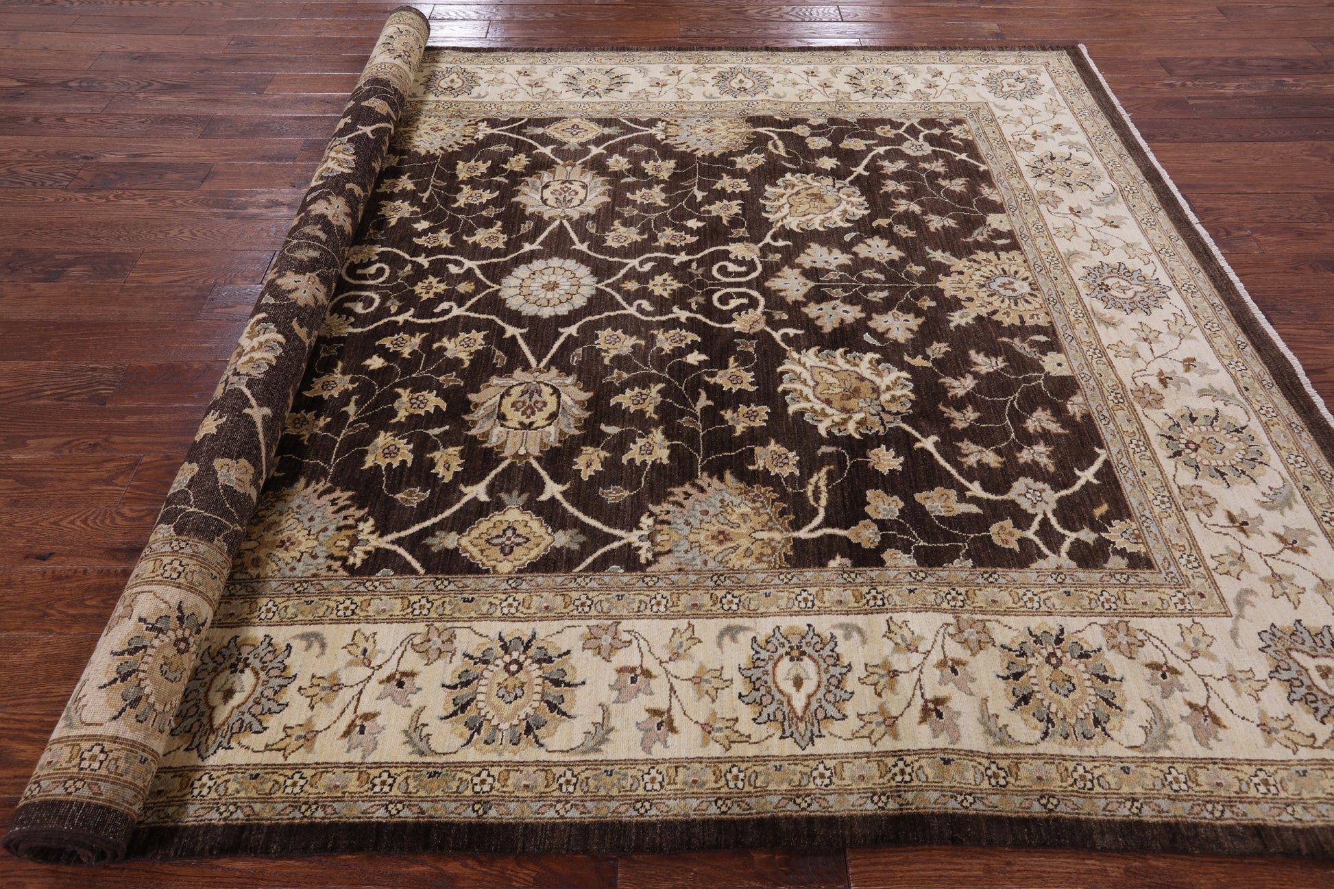 Brown Peshawar Hand Knotted Area Rug - 8' 1" X 10' 1" - Golden Nile