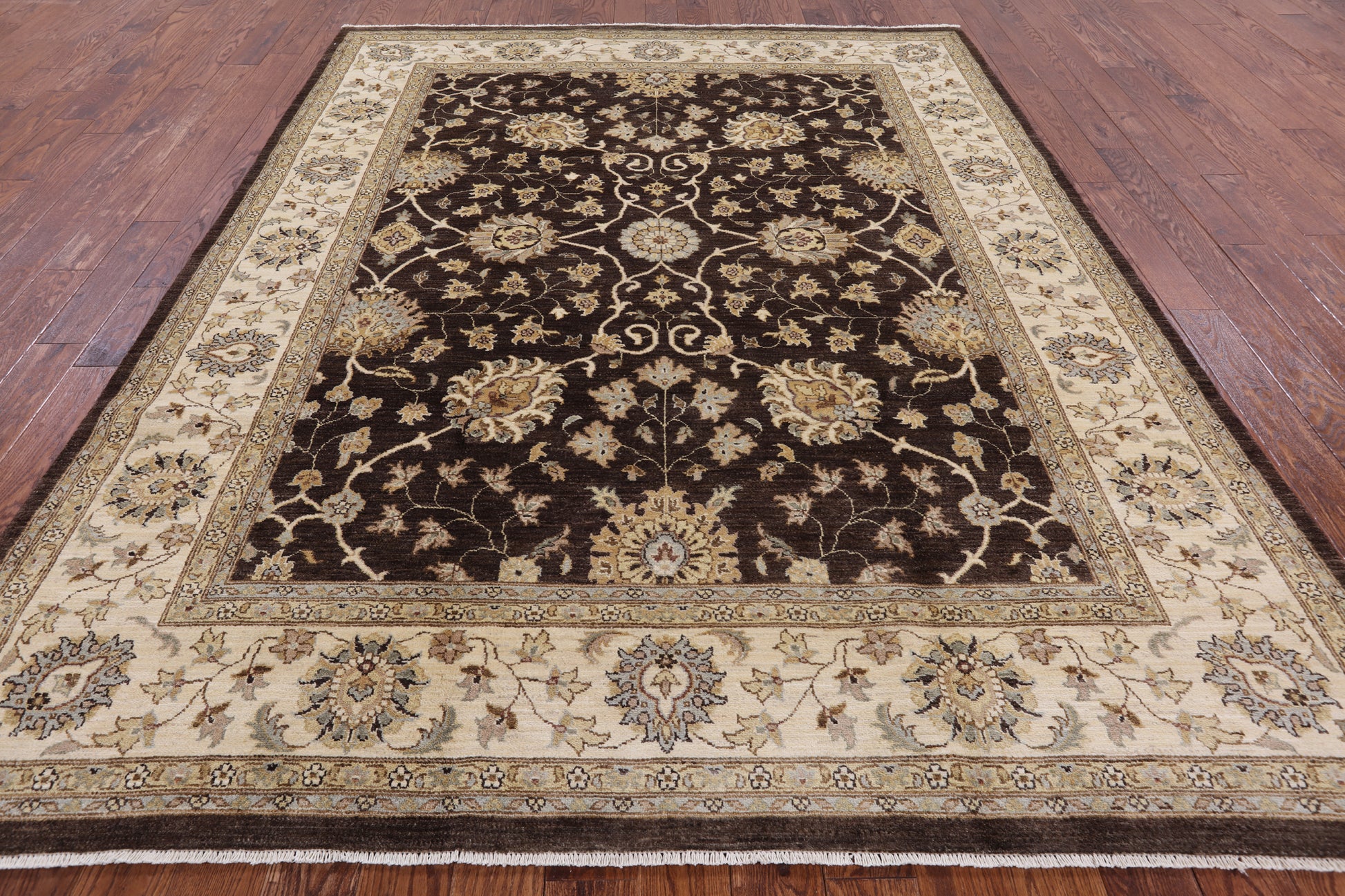 Brown Peshawar Hand Knotted Area Rug - 8' 1" X 10' 1" - Golden Nile