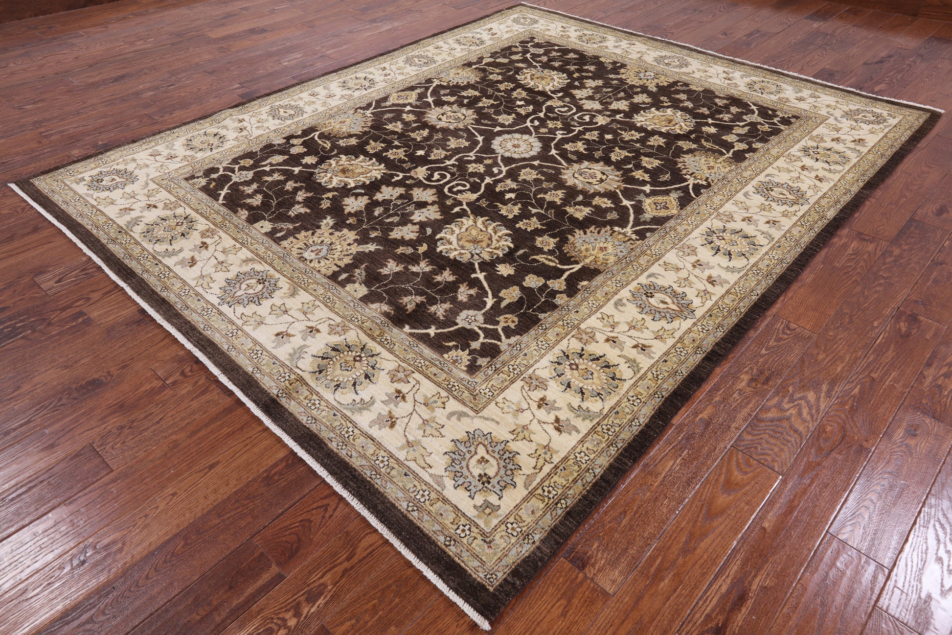 Brown Peshawar Hand Knotted Area Rug - 8' 1" X 10' 1" - Golden Nile