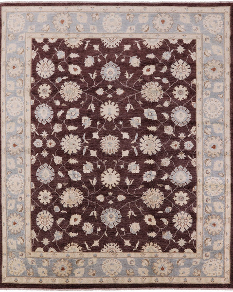 Brown Peshawar Hand Knotted Wool Rug - 8' 1" X 10' 0" - Golden Nile