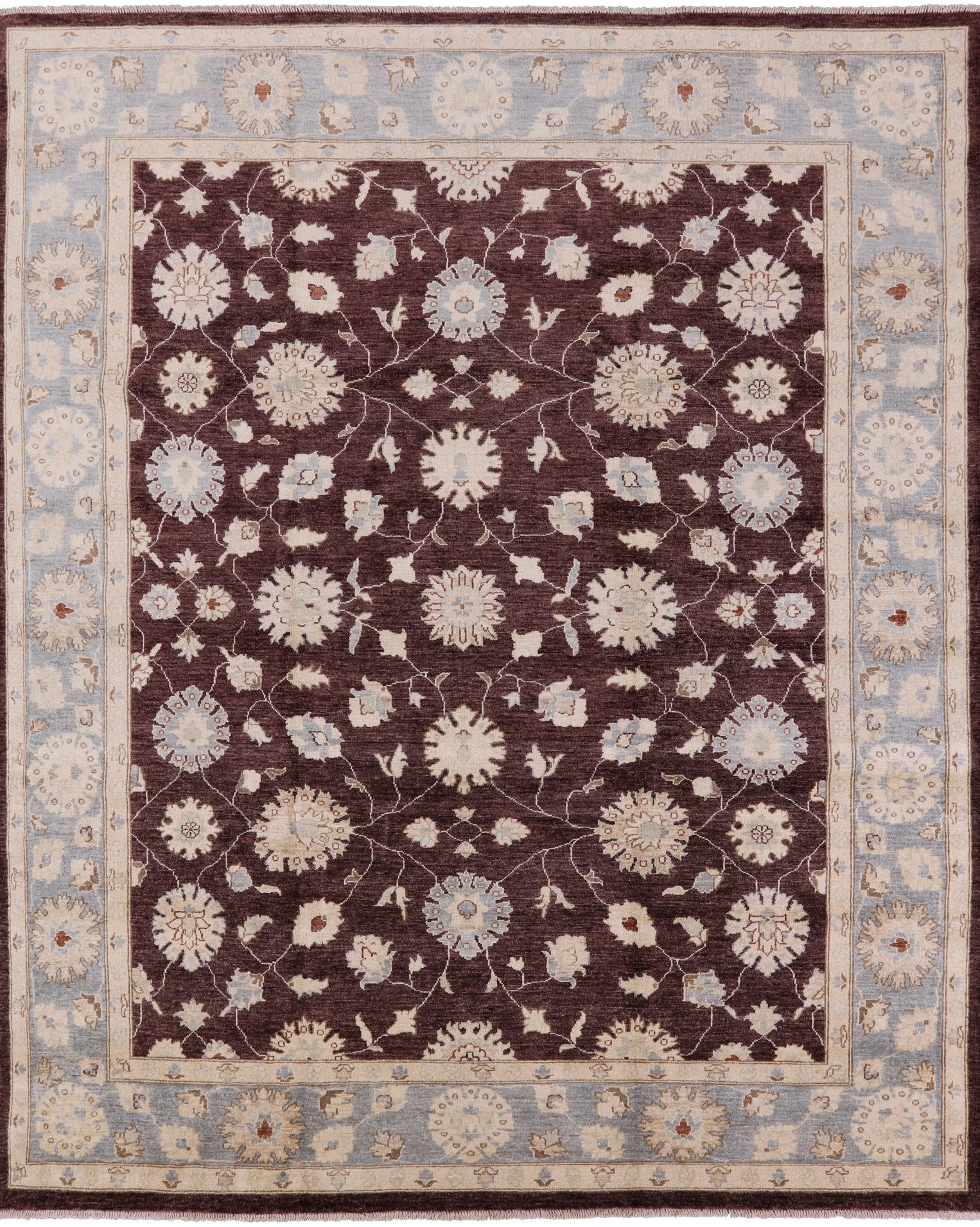 Brown Peshawar Hand Knotted Wool Rug - 8' 1" X 10' 0" - Golden Nile