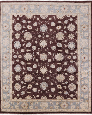 Brown Peshawar Hand Knotted Wool Rug - 8' 1