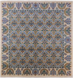 Square William Morris Hand-Knotted Wool Rug - 12' 1" X 12' 6" - Golden Nile