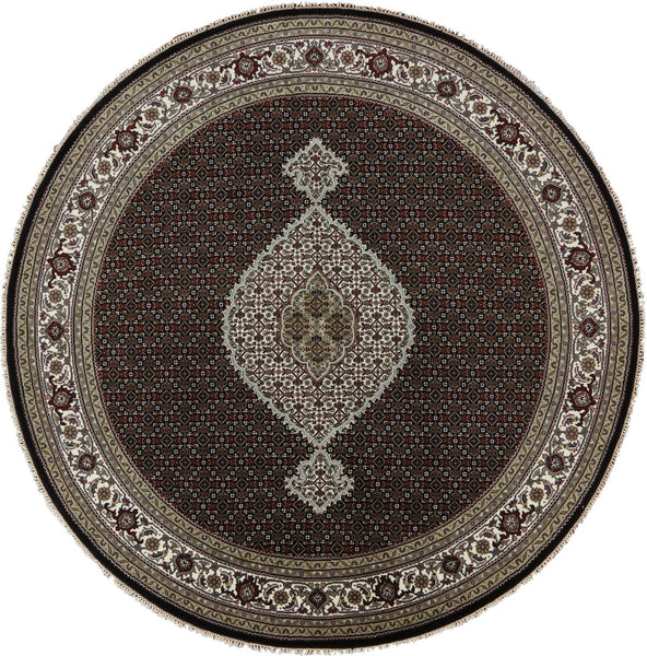 Hand Knotted Tabriz Wool & Silk Round 8 X 8 Area Rug - Golden Nile