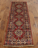 2' X 6' Hand Knotted Runner Super Fine Kazak Wool Rug - Golden Nile