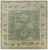 10' X 10' Handmade Oriental Square Wool Oushak Rug - Golden Nile