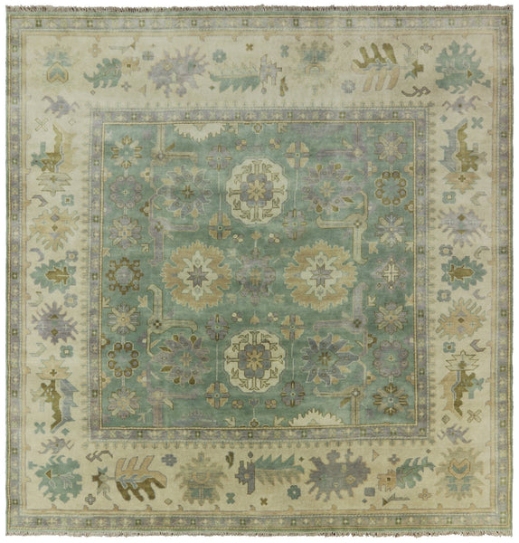 10' X 10' Handmade Oriental Square Wool Oushak Rug - Golden Nile