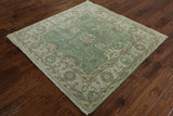 5' X 5' Oriental Oushak Hand Knotted Square Wool Rug - Golden Nile