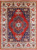 Red Fine Serapi Hand Knotted Wool Area Rug - 9' 1" X 12' 0" - Golden Nile