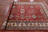 Red Super Kazak Hand Knotted Wool Area Rug - 5' 8" X 8' 2" - Golden Nile