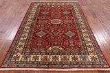 Red Super Kazak Hand Knotted Wool Area Rug - 5' 8" X 8' 2" - Golden Nile