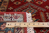Red Super Kazak Hand Knotted Wool Area Rug - 5' 8" X 8' 2" - Golden Nile