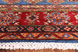 Blue Super Kazak Hand Knotted Wool Area Rug - 5' 8" X 7' 7" - Golden Nile