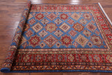 Blue Super Kazak Hand Knotted Wool Area Rug - 5' 8" X 7' 7" - Golden Nile