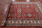 Red Super Kazak Hand Knotted Area Rug - 5' 7" X 8' 4" - Golden Nile