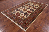 Ivory Super Kazak Handmade Wool Area Rug - 6' 1" X 9' 1" - Golden Nile