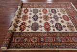 Ivory Super Kazak Handmade Wool Area Rug - 6' 1" X 9' 1" - Golden Nile