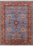 Blue Super Kazak Hand Knotted Area Rug - 5' 11" X 8' 0" - Golden Nile