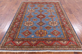 Blue Super Kazak Hand Knotted Area Rug - 5' 11" X 8' 0" - Golden Nile