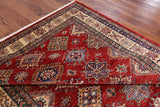 Red Super Kazak Hand Knotted Wool Area Rug - 6' 8" X 9' 7" - Golden Nile