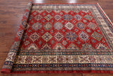 Red Super Kazak Hand Knotted Wool Area Rug - 6' 8" X 9' 7" - Golden Nile