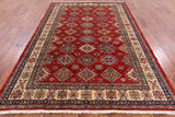 Red Super Kazak Hand Knotted Wool Area Rug - 6' 8" X 9' 7" - Golden Nile