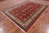 Red Super Kazak Hand Knotted Wool Area Rug - 6' 8" X 9' 7" - Golden Nile