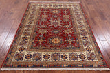 Red Super Kazak Handmade Area Rug - 4' 10" X 6' 6" - Golden Nile