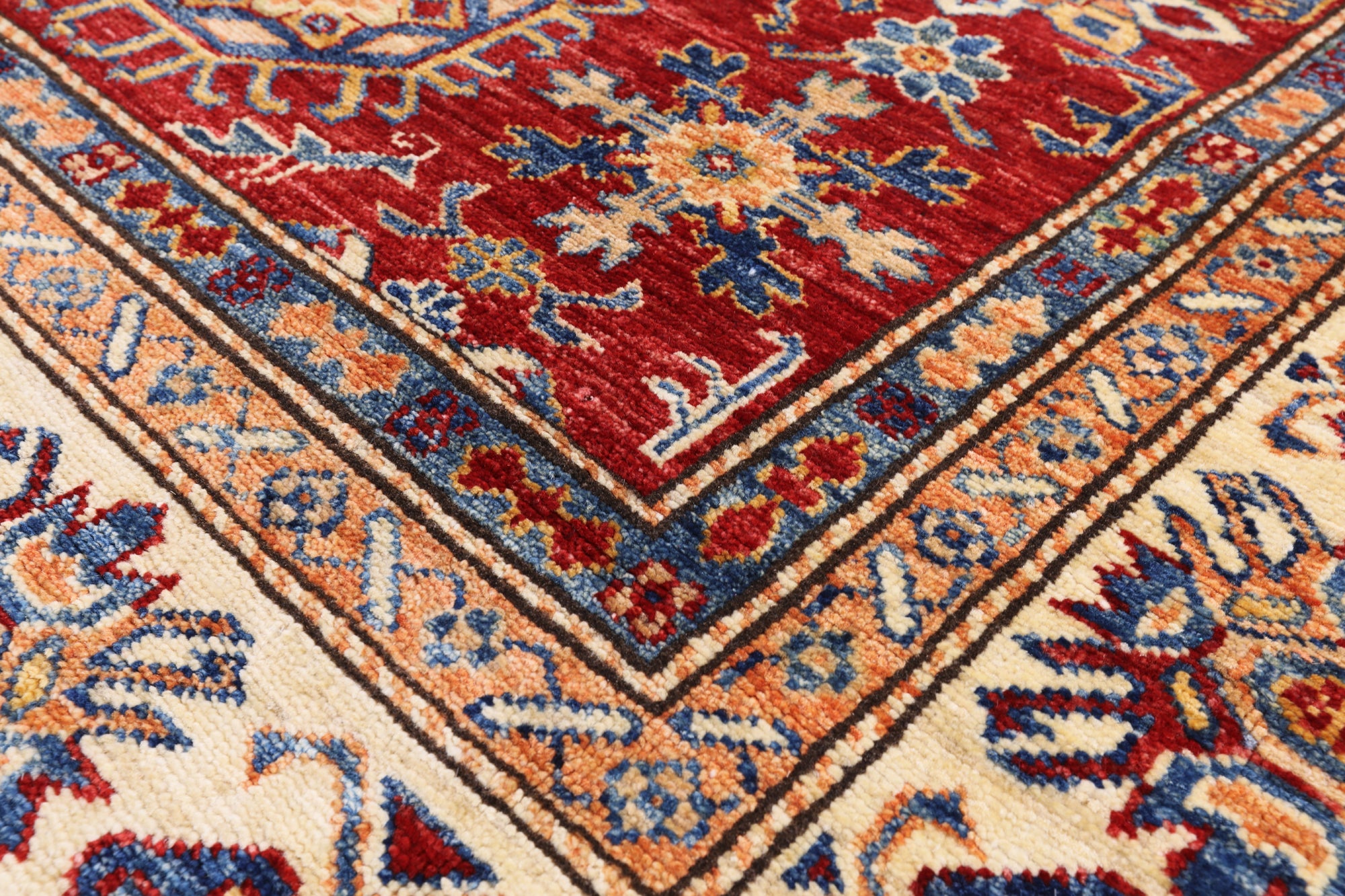 Red Super Kazak Handmade Area Rug - 4' 10" X 6' 6" - Golden Nile