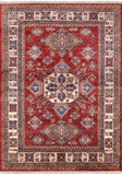 Red Super Kazak Hand Knotted Wool Area Rug - 4' 10" X 6' 8" - Golden Nile