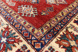 Red Super Kazak Hand Knotted Wool Area Rug - 4' 10" X 6' 8" - Golden Nile