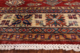 Red Super Kazak Hand Knotted Wool Area Rug - 4' 10" X 6' 8" - Golden Nile