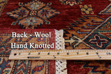 Red Super Kazak Hand Knotted Wool Area Rug - 4' 10" X 6' 8" - Golden Nile